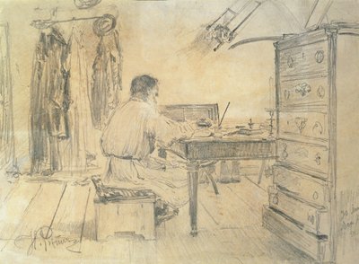 Lev Tolstoj (1818-1910) nel suo studio, 1891 da Ilya Efimovich Repin